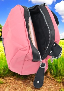 Geanta crossbody din material textil pentru femei R1929, curea reglabila, 21x18x13cm, Roz - Img 6