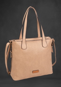 Geanta dama tip shopper, piele ecologica, model cu perforatii, R2500700999, apricot