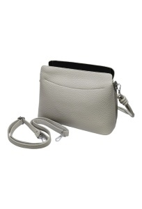 Geanta de dama crossbody, design minimalist texturat, compartimentare multipla, curea ajustabila, R87010, gri deschis - Img 2