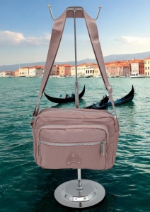Geanta de dama tip crossbody R241, curea reglabila, 25x18x6cm, Roz