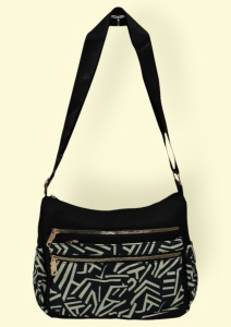 Geanta pentru femei tip crossbody R1130, material textil, curea reglabila, 25x16x13cm, Negru06