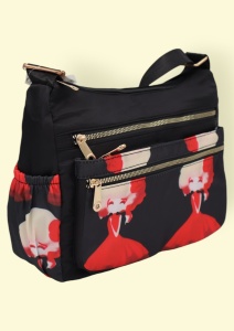 Geanta pentru femei tip crossbody R1130, material textil, curea reglabila, 25x16x13cm, Negru08 - Img 3