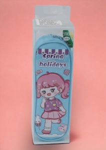 Penar pentru fete cu doua compartimente si breloc detasabil R60, 23x8x6cm, Bleu - Img 3