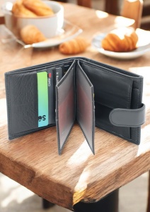 Portofel barbatesc din piele naturala R7137 gri - Img 4