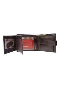 Portofel barbati din piele naturala, inchidere capsa, 12.5x10x2,5cm, R0111YK, maro - Img 4