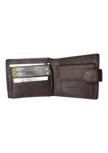 Portofel din piele pentru bărbați, RFID, compartimente pentru carduri, cutie cadou, Q3185, cafeniu - Img 4