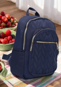 Rucsac de dama din material textil R2276, barete reglabile, compatibil A4, 34x27x12cm, Bleumarin - Img 2
