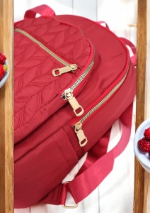 Rucsac de dama din material textil R2276, barete reglabile, compatibil A4, 34x27x12cm, Grena - Img 6