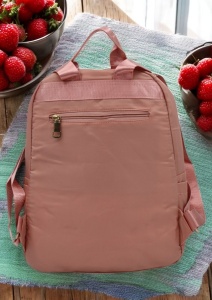 Rucsac de dama din material textil R2276, barete reglabile, compatibil A4, 34x27x12cm, Roz - Img 4