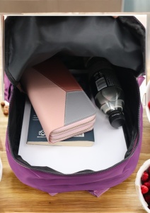 Rucsac de dama din material textil R2276, barete reglabile, compatibil A4, 34x27x12cm, Mov - Img 8