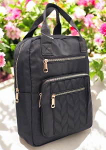 Rucsac de dama din material textil rezistent RX2282, cu manere si barete ajustabile, 34x26x10cm, Negru - Img 2