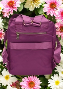 Rucsac de dama din material textil rezistent RX2282, cu manere si barete ajustabile, 34x26x10cm, Mov - Img 6