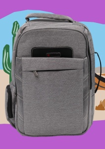 Rucsac pentru laptop R998155, gri, 49x35x21cm, bretele intarite si sistem de prindere pe troler