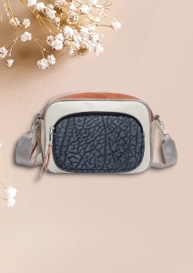 Geanta crossbody de dimensiune mica, piele ecologica, bretea extensibila si detasabila, R1358, bej