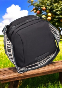 Geanta crossbody din material textil pentru femei R1929, curea reglabila, 21x18x13cm, Negru
