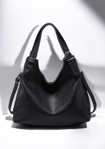 Geanta dama cu manere si bretea detasabila, piele ecologica, R55017, negru