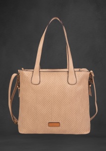 Geanta dama tip shopper, piele ecologica, model cu perforatii, R2500700999, apricot - Img 2