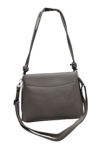 Geanta de dama crossbody, design minimalist texturat, compartimentare multipla, curea ajustabila, R87010, gri