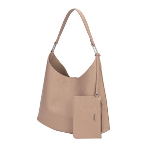 Geanta de Umar Dama, Diana&Co Firenze, Stil Hobo Shopper, Piele Ecologica Texturata, cu Portofel Detasabil Inclus, DTL947-1, biscuit