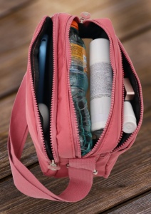 Geanta de umar femei R54 mini, comoda, material rezistent, 24x18x10cm, Roz - Img 6