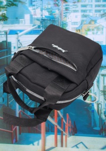 Geanta pentru femei R1311, cu manere si curea din material textil, 19x16x7cm, Negru - Img 9