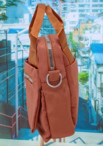 Geanta pentru femei R1311, cu manere si curea din material textil, 19x16x7cm, Portocaliu - Img 5