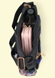 Geanta pentru femei tip crossbody R1130, material textil, curea reglabila, 25x16x13cm, Negru05 - Img 8