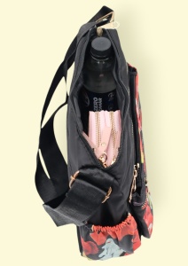 Geanta pentru femei tip crossbody R1130, material textil, curea reglabila, 25x16x13cm, Negru07 - Img 6