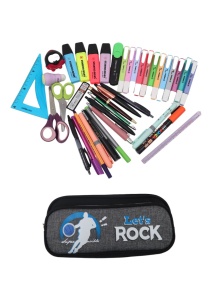 Penar pentru baieti Let's Rock R7256, doua compartimente, material textil impermeabil, 20x10x6cm, Negru - Img 7
