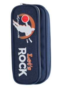 Penar pentru baieti Let's Rock R7256, doua compartimente, material textil impermeabil, 20x10x6cm, Bleumarin