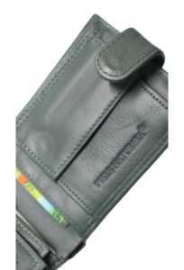 Portofel barbati din piele naturala, inchidere capsa, 12.5x10x2,5cm, R0111YK, verde - Img 4
