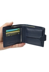 Portofel barbati din piele naturala, inchidere capsa, 12.5x10x2,5cm, R002YK, bleumarin - Img 5