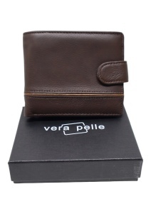 Portofel din piele pentru bărbați, RFID, compartimente pentru carduri, cutie cadou, Q3185, cafeniu