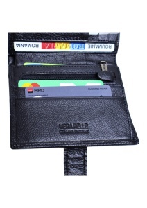 Portofel vertical RFID din piele pentru bărbați cu buzunar pentru monede, cutie cadou, Q3186, negru - Img 5