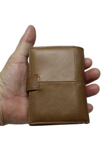 Portofel vertical RFID din piele pentru bărbați cu buzunar pentru monede, cutie cadou, Q3186, maro - Img 3
