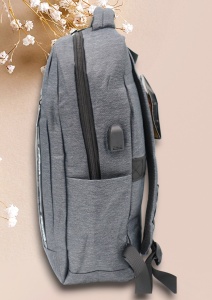 Rucsac cu port USB R7009, material textil rezistent, 42x30x14cm, Gri - Img 4