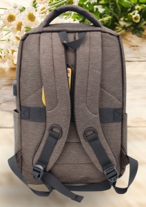 Rucsac cu port USB R7009, material textil rezistent, 42x30x14cm, Maro - Img 6