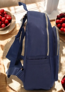 Rucsac de dama din material textil R2276, barete reglabile, compatibil A4, 34x27x12cm, Bleumarin - Img 3
