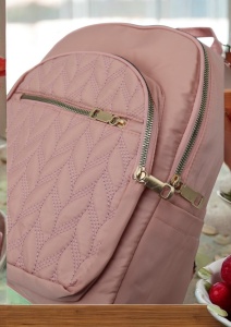 Rucsac de dama din material textil R2276, barete reglabile, compatibil A4, 34x27x12cm, Roz - Img 5