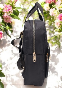 Rucsac de dama din material textil rezistent RX2282, cu manere si barete ajustabile, 34x26x10cm, Negru - Img 3