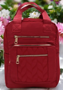 Rucsac de dama din material textil rezistent RX2282, cu manere si barete ajustabile, 34x26x10cm, Grena