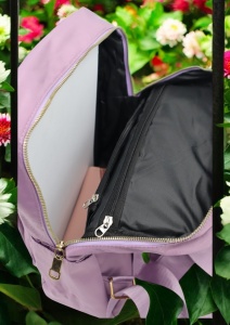 Rucsac de dama din material textil rezistent RX2282, cu manere si barete ajustabile, 34x26x10cm, Lila - Img 9