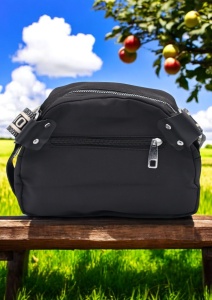 Geanta crossbody din material textil pentru femei R1929, curea reglabila, 21x18x13cm, Negru - Img 2