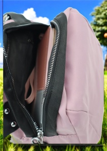 Geanta crossbody din material textil pentru femei R1929, curea reglabila, 21x18x13cm, Lila - Img 6