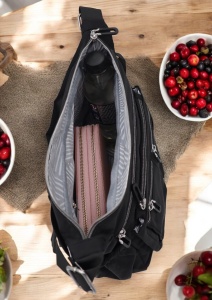 Geanta crossbody pentru femei R1017, curea extensibila, 30x20x15cm, negru - Img 6