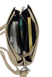 Geanta de dama crossbody, design minimalist texturat, compartimentare multipla, curea ajustabila, R87010, kaki - Img 4