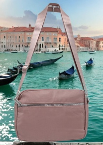 Geanta de dama tip crossbody R241, curea reglabila, 25x18x6cm, Roz - Img 3