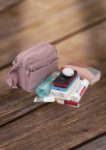 Geanta de umar femei R54 mini, comoda, material rezistent, 24x18x10cm, Lila - Img 5