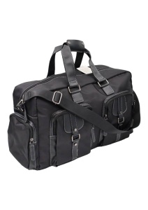 Geanta de voiaj cu insertii din piele ecologica si buzunare aplicate R8081, 55X30x20cm, Negru - Img 2