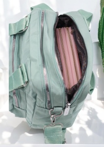 Geanta pentru femei cu manere, curea reglabila si detasabila R306, 25x16x13cm, Verde deschis - Img 7